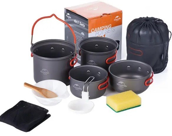Naturehike 4-Piece Camp Cooking Set Carbon
