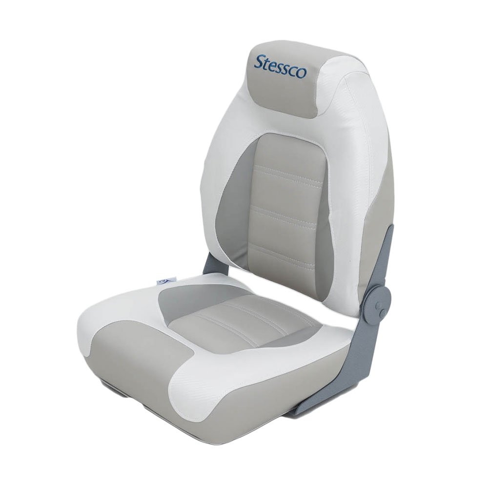 Stessco Premium Folding Skipper Boat Seat with Eastsun Fixed Boat Seat Pedestal