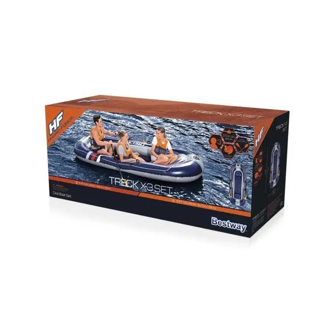 Hydro-Force Treck X3 3 Person Inflatable Boat with Oars and Pump