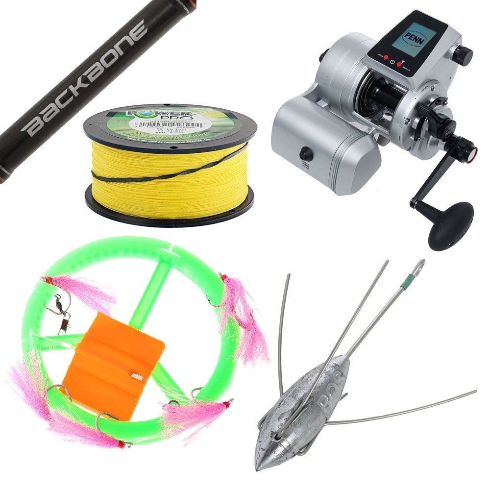 PENN Fathom 30 Shimano Backbone Electric Drone Fishing Combo with Battery Braid and Tackle 8ft 24kg 2pc