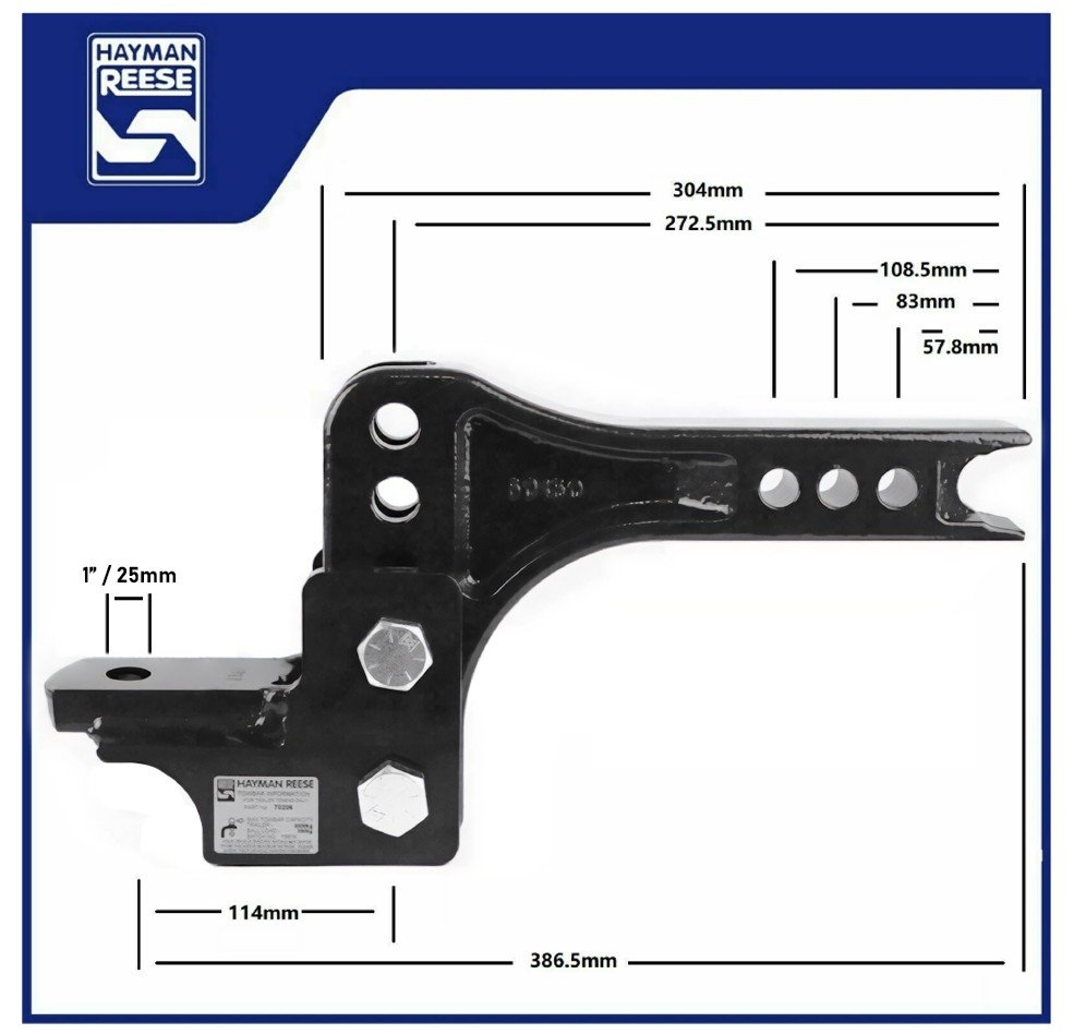 Hayman Reese Trailer Ball Mount with Adjustable Head 304mm - 3500kg
