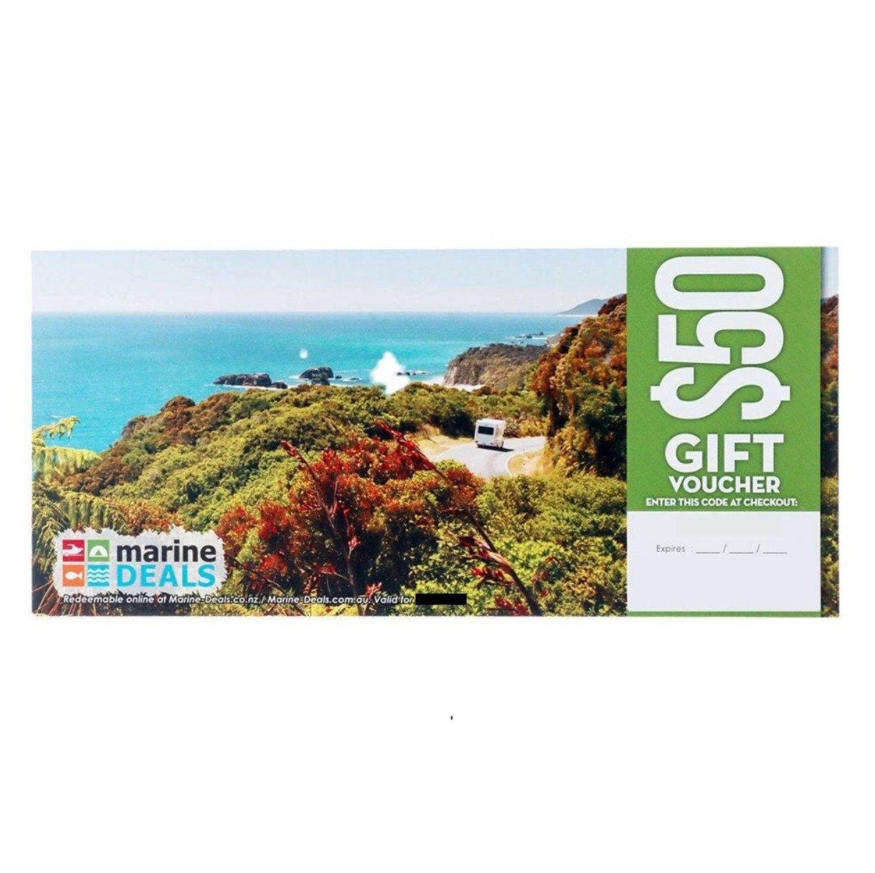 Marine Deals $50 Gift Voucher with Sleeve - Adventure Awaits
