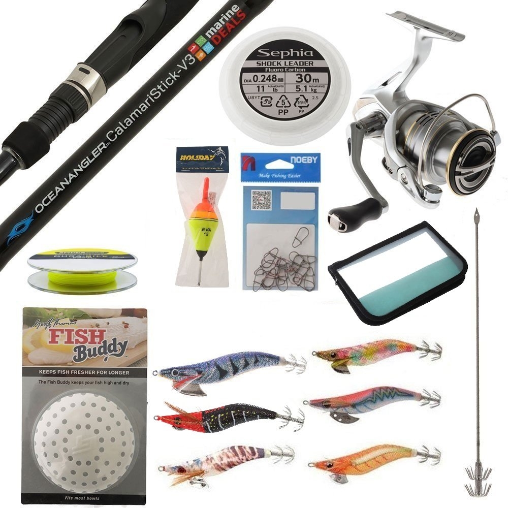 Shimano Sedona FJ 2500HG Ocean Angler CalamariStick V3 Squid Fishing Package 8ft 3in PE0.4-1 2pc