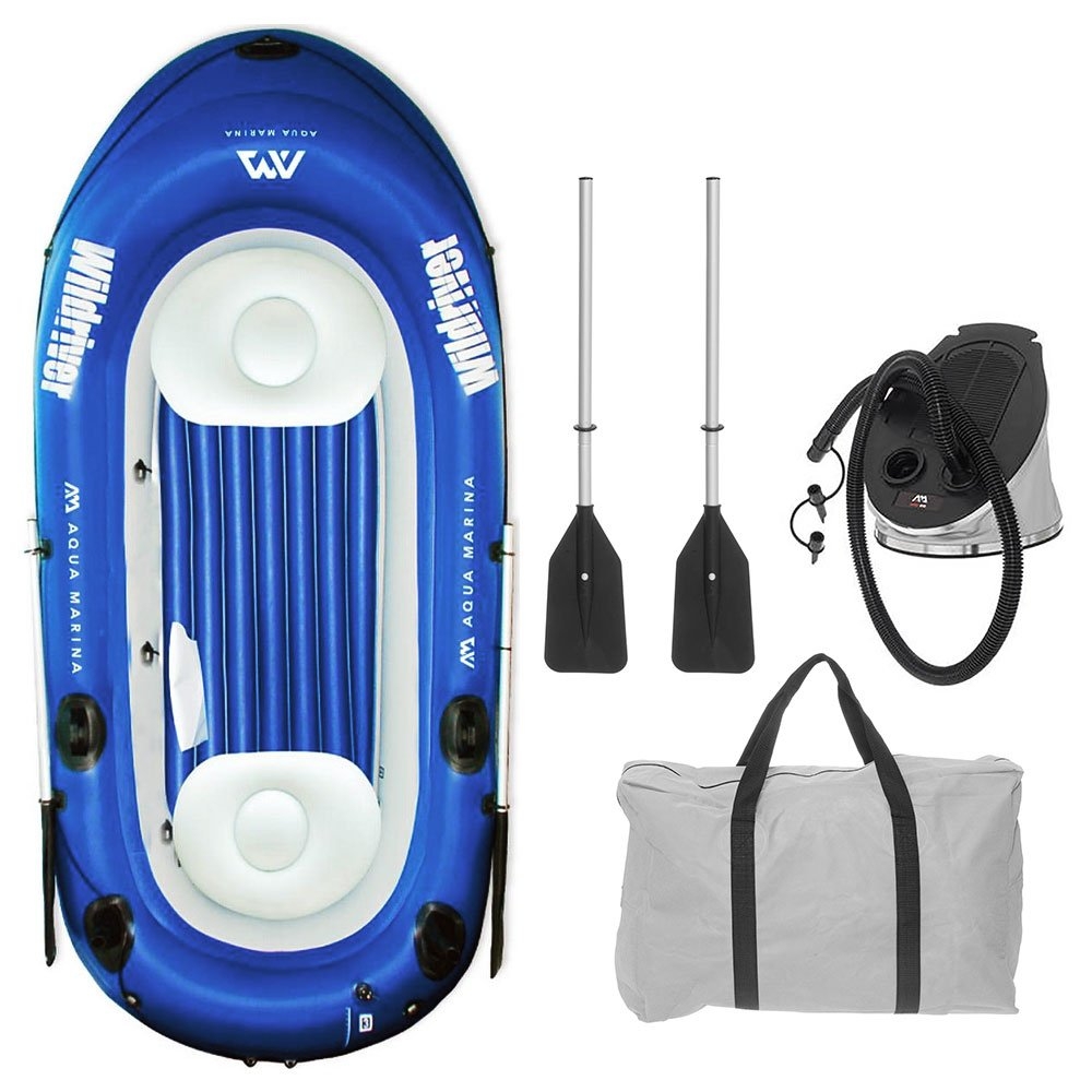 Aqua Marina Wildriver 3-Person Inflatable Boat Package with Trolling Motor 9ft 3in 180W