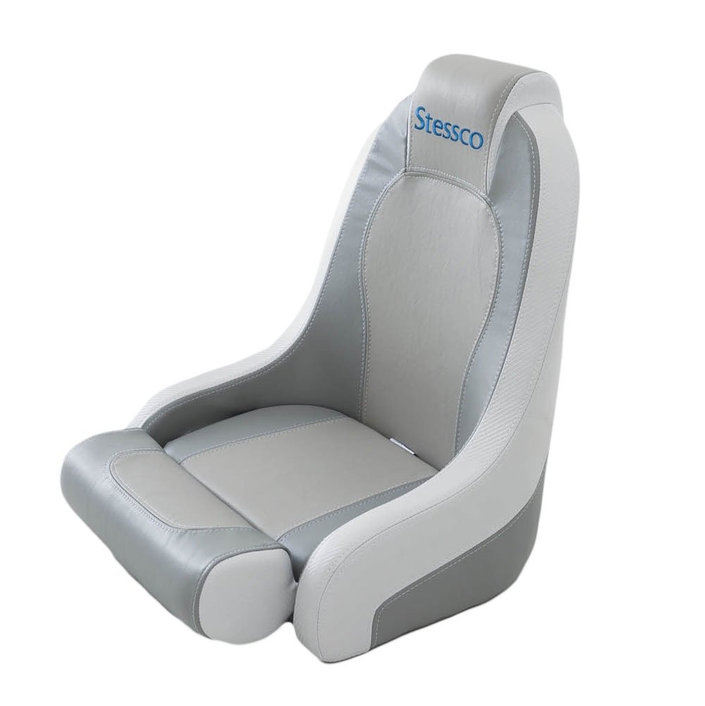 Stessco High Back Boat Helm Seat with Adjustable Bolster and Boat Seat Pedestal
