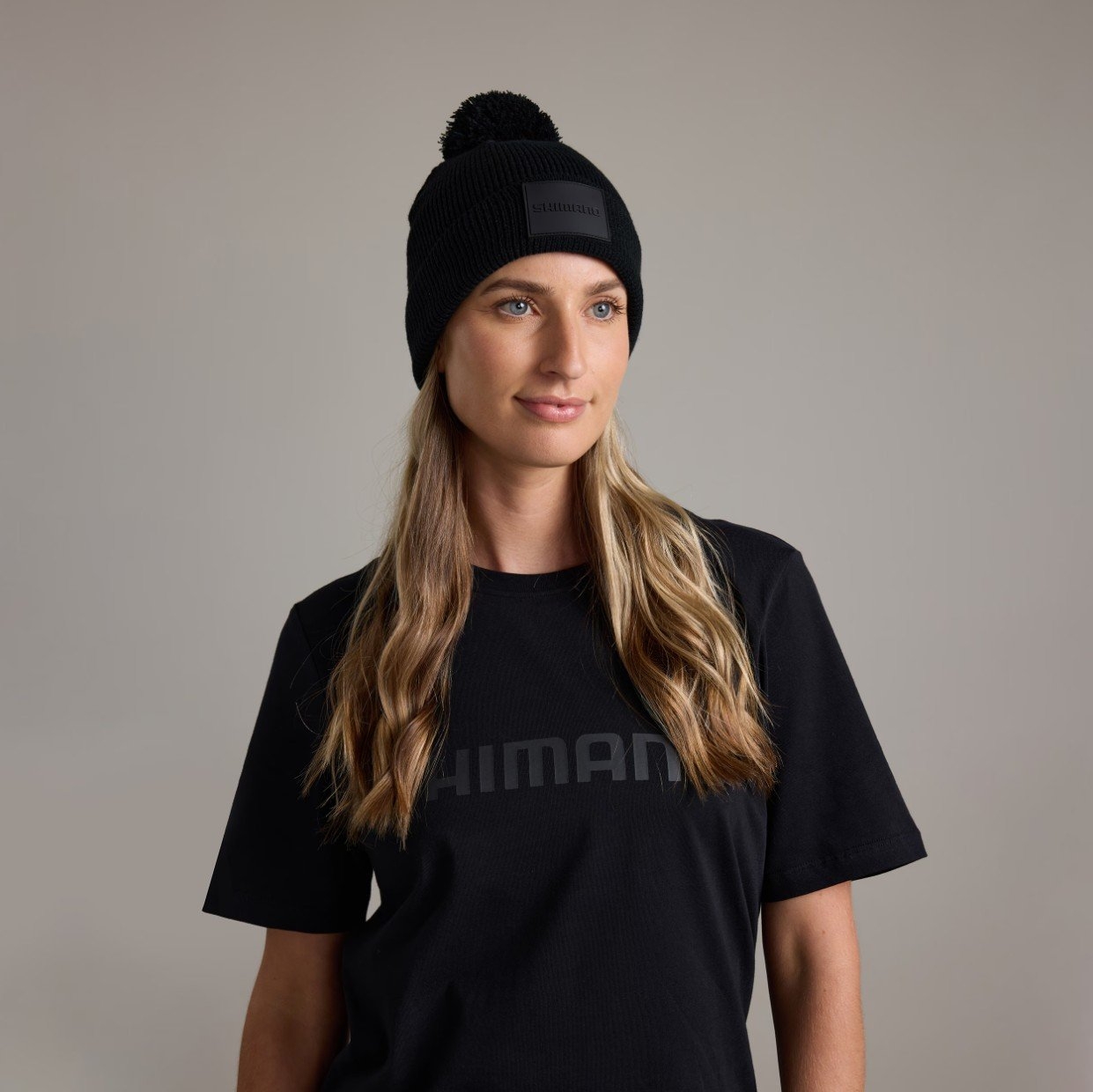 Shimano Black Stealth Pompom Beanie