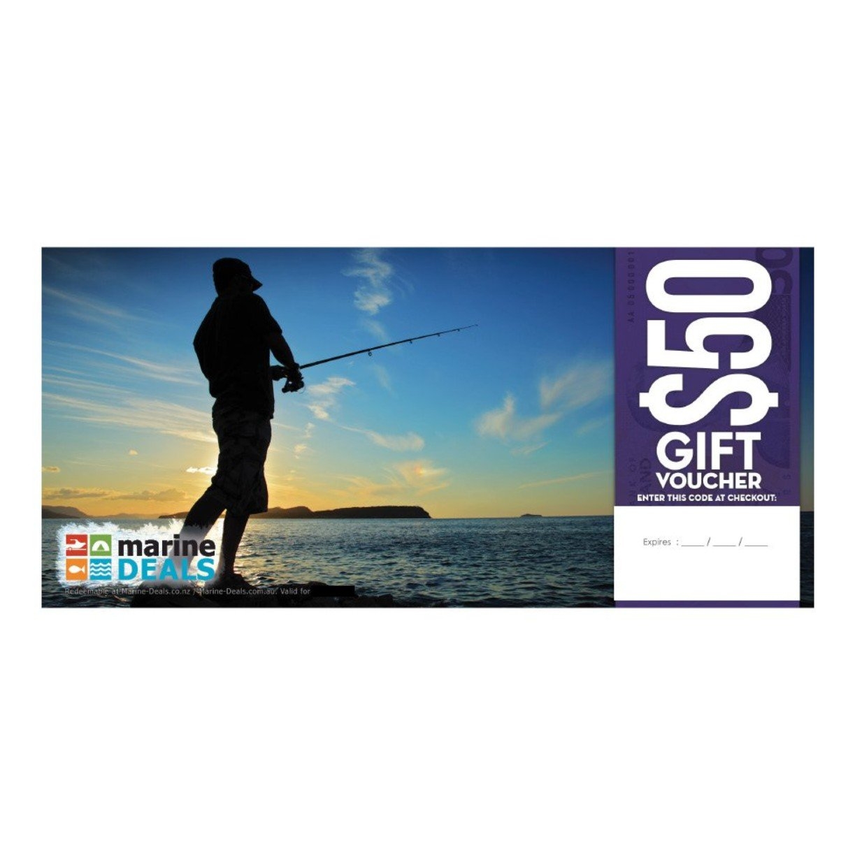 Marine Deals $50 Gift Voucher with Sleeve - Rock Fishing