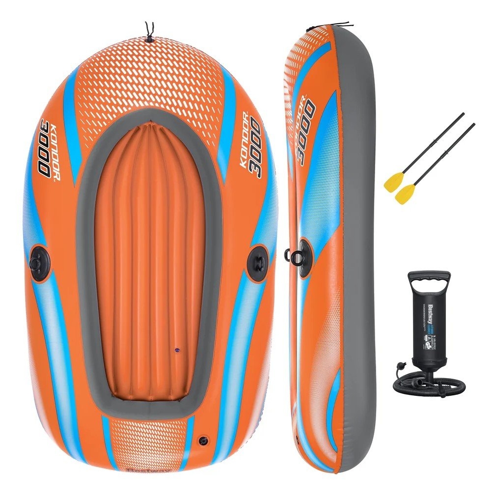 Bestway Kondor 3000 Kids 3 Person Inflatable Boat with Oars and Hand Pump 6ft 11in