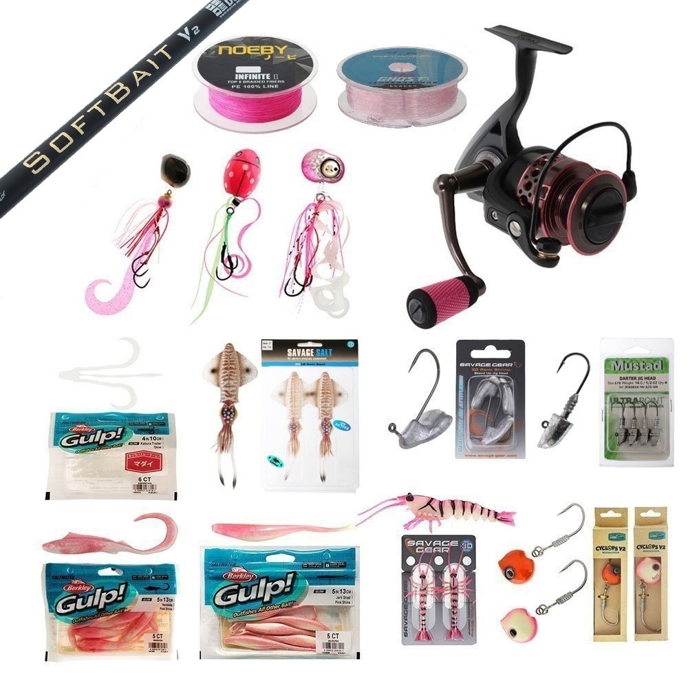 PENN Passion Ocean Angler Soft Bait and Lure Ladies Fishing Package 7ft 4in 4-10kg 2pc