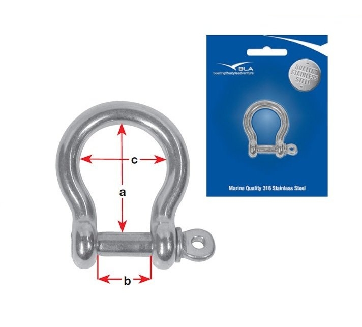 BLA Stainless Steel Bow Shackles 6mm 1700kg