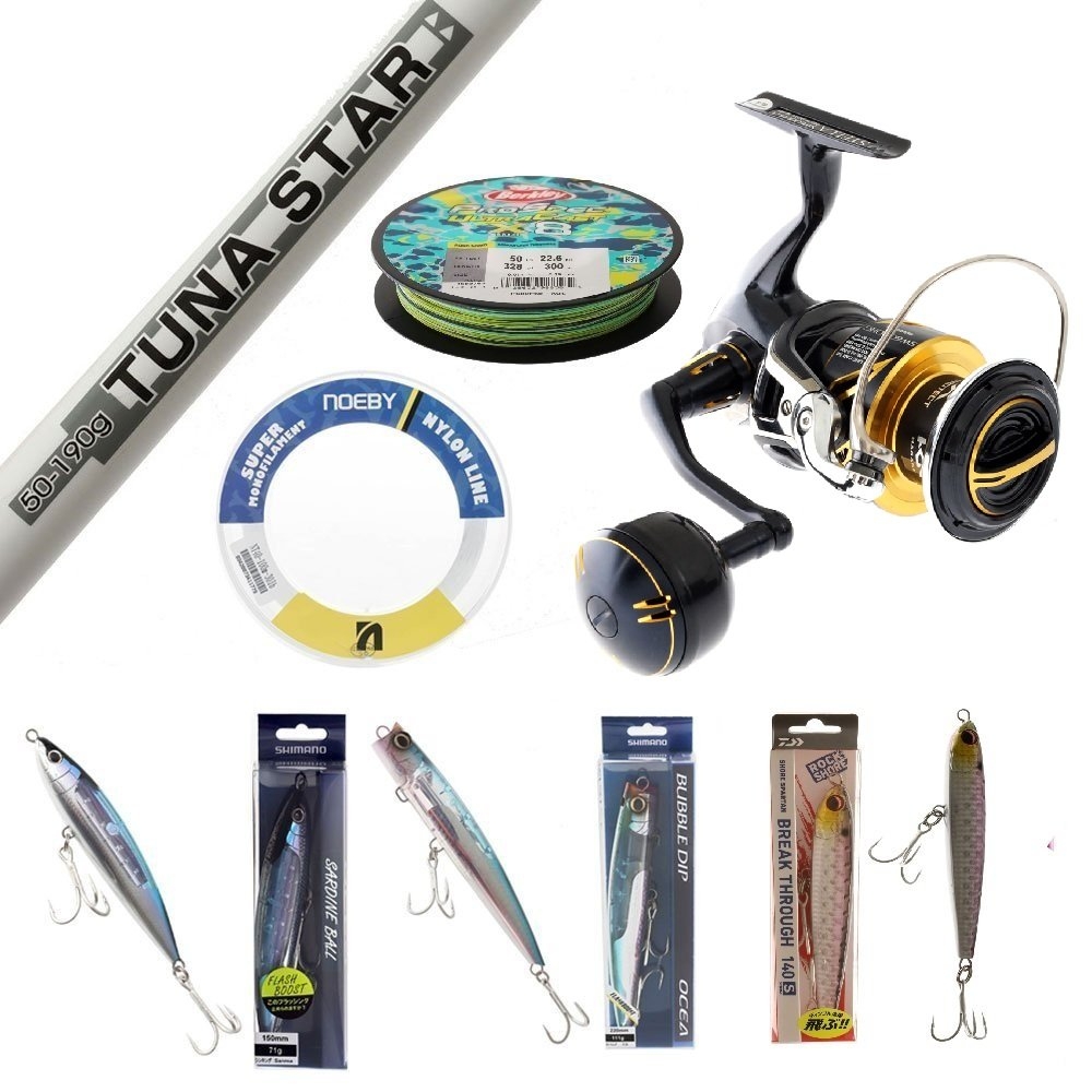 Shimano Stella 6000 SW HGC TiCA Tuna Star Stickbait Popper Topwater Package 8ft 50lb 2pc
