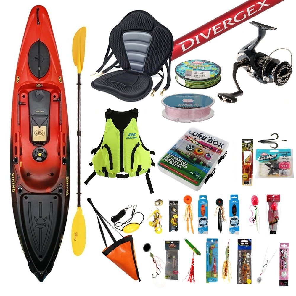 Viking Profish GT Compact Fishing Kayak with Paddle and Shimano Tackle 6ft 8in PE2 15lb-30lb 1pc