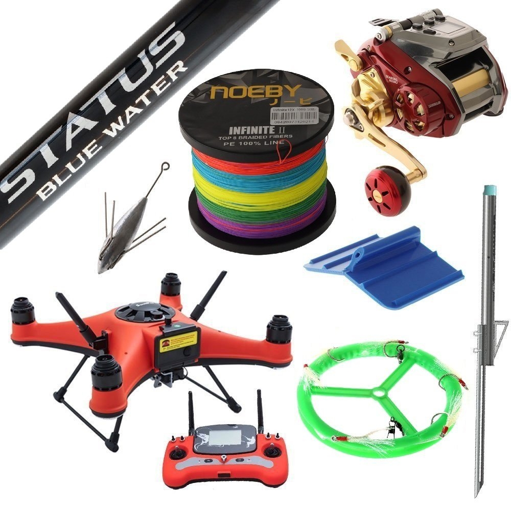 SwellPro FD3 Profish Daiwa Seaborg Status Blue Water Waterproof Electric Drone Fishing Package 8ft 24-37kg 3pc