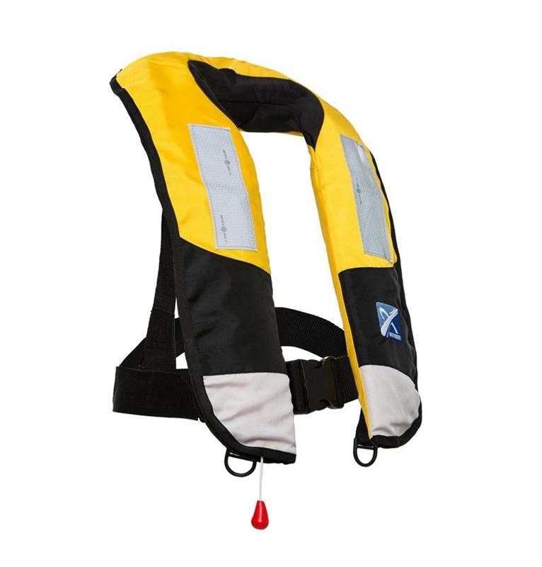 Manual Inflatable Fishing Lifejacket with Reflectors 150N Adult Yellow/Black