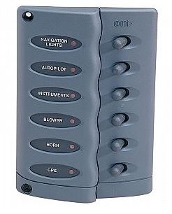 Hella Marine Backlit 6 Way Switch Panel Grey