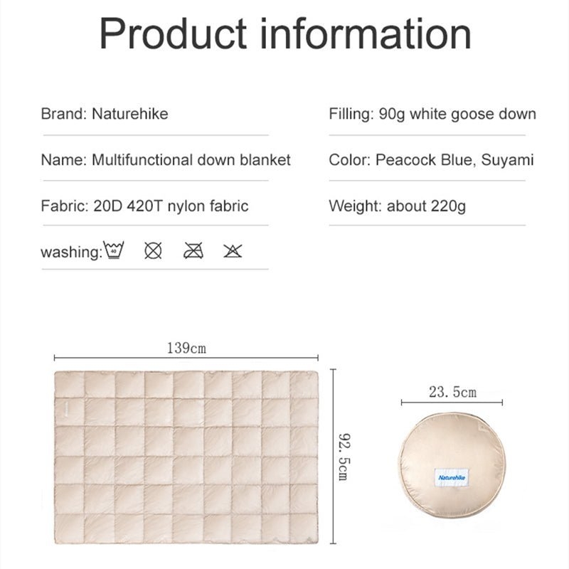 Naturehike Multi-Functional Down Outdoor Blanket Shawl Blue