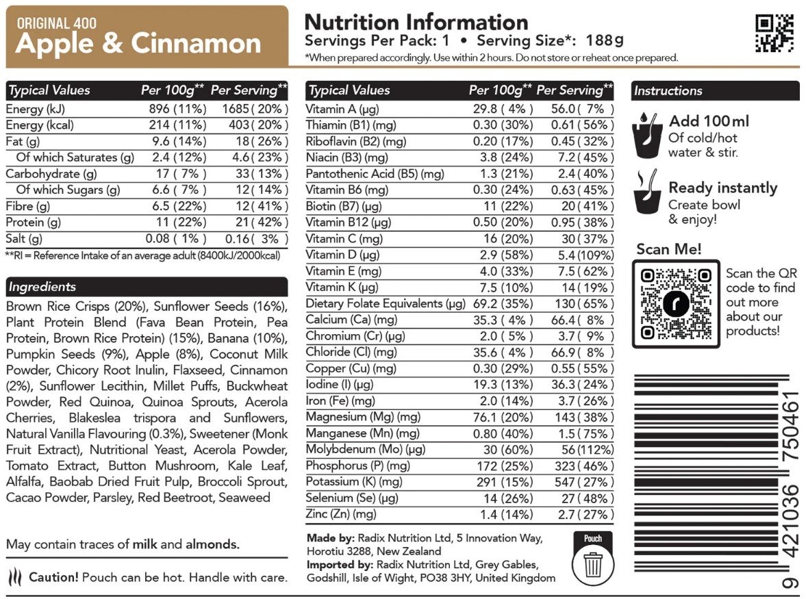 Radix Original Breakfast Meal V9 400kcal