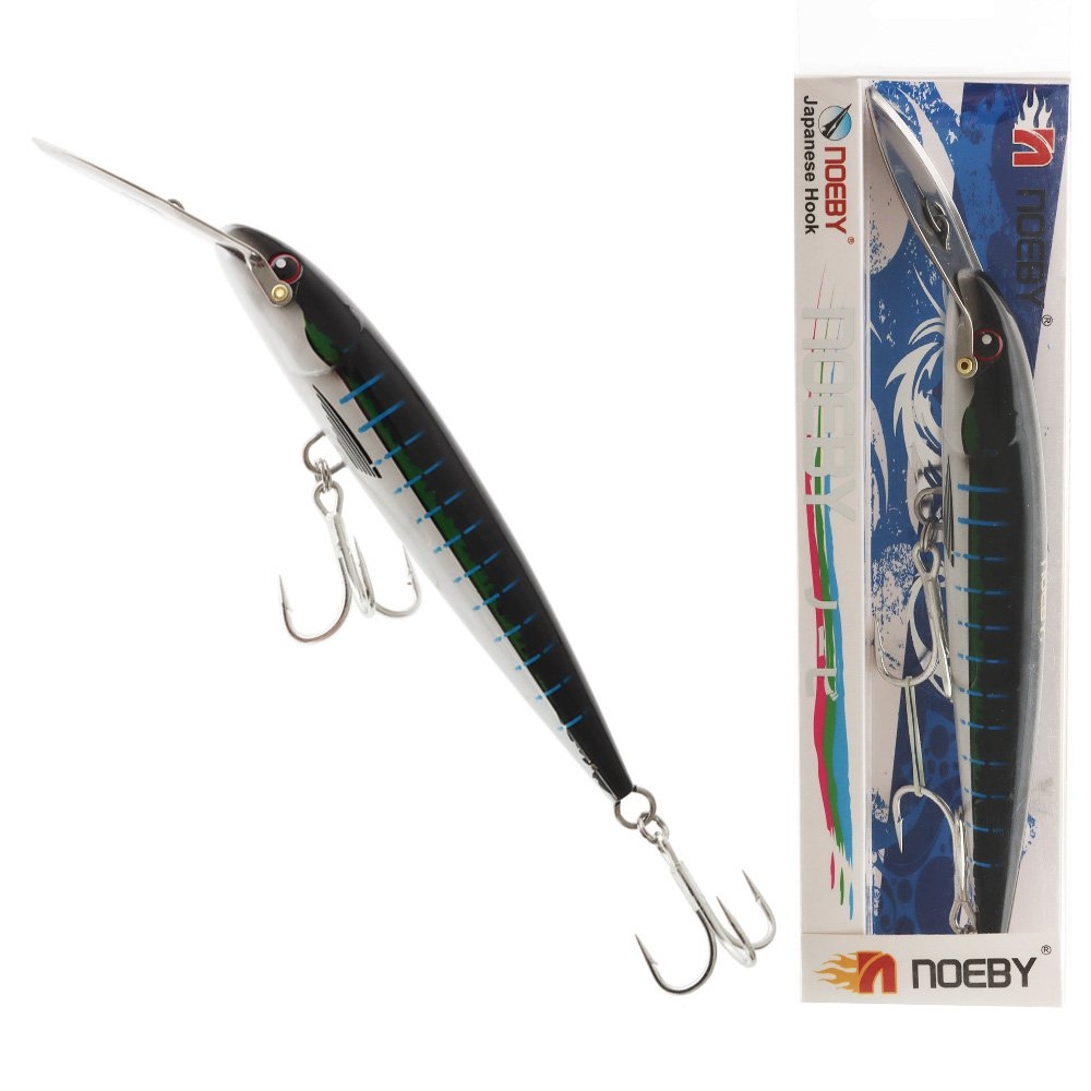 NOEBY NBL Bibbed Diving Minnow Trolling Lure 185mm 60g Black Green Streak