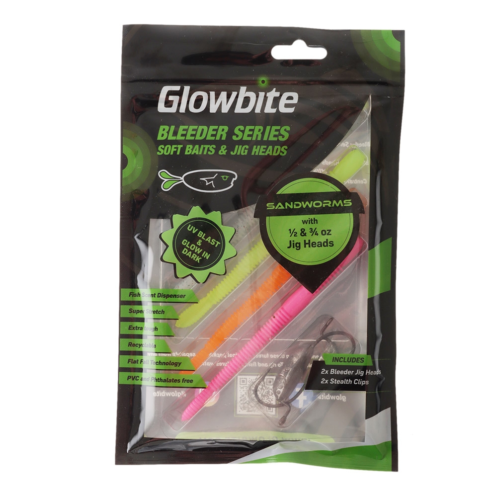 Glowbite Sandworm Bleeder Soft Bait Kit