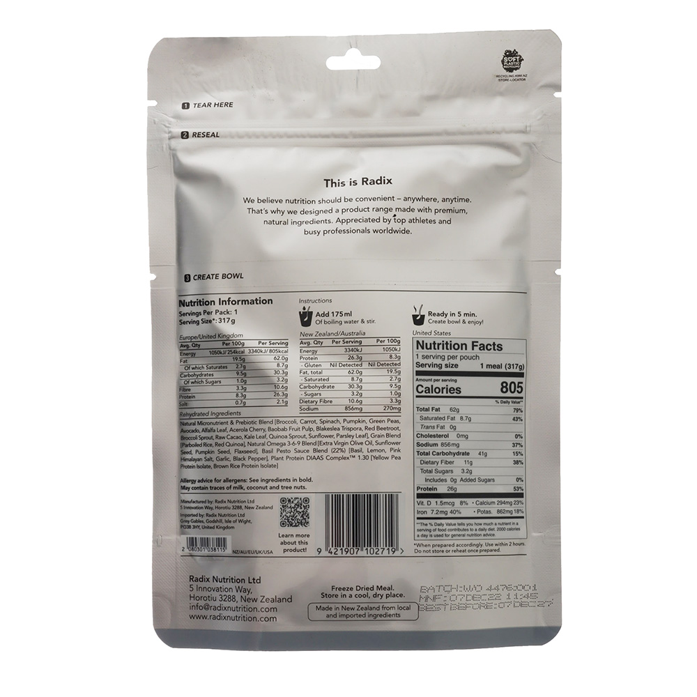 Radix Ultra Meal Plant-Based Basil Pesto 800kcal