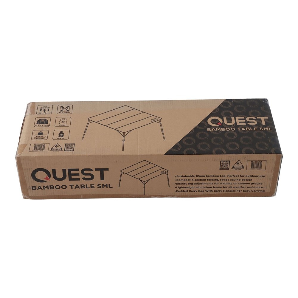 Quest Square Bamboo Camp Table Small - 70 x 70cm