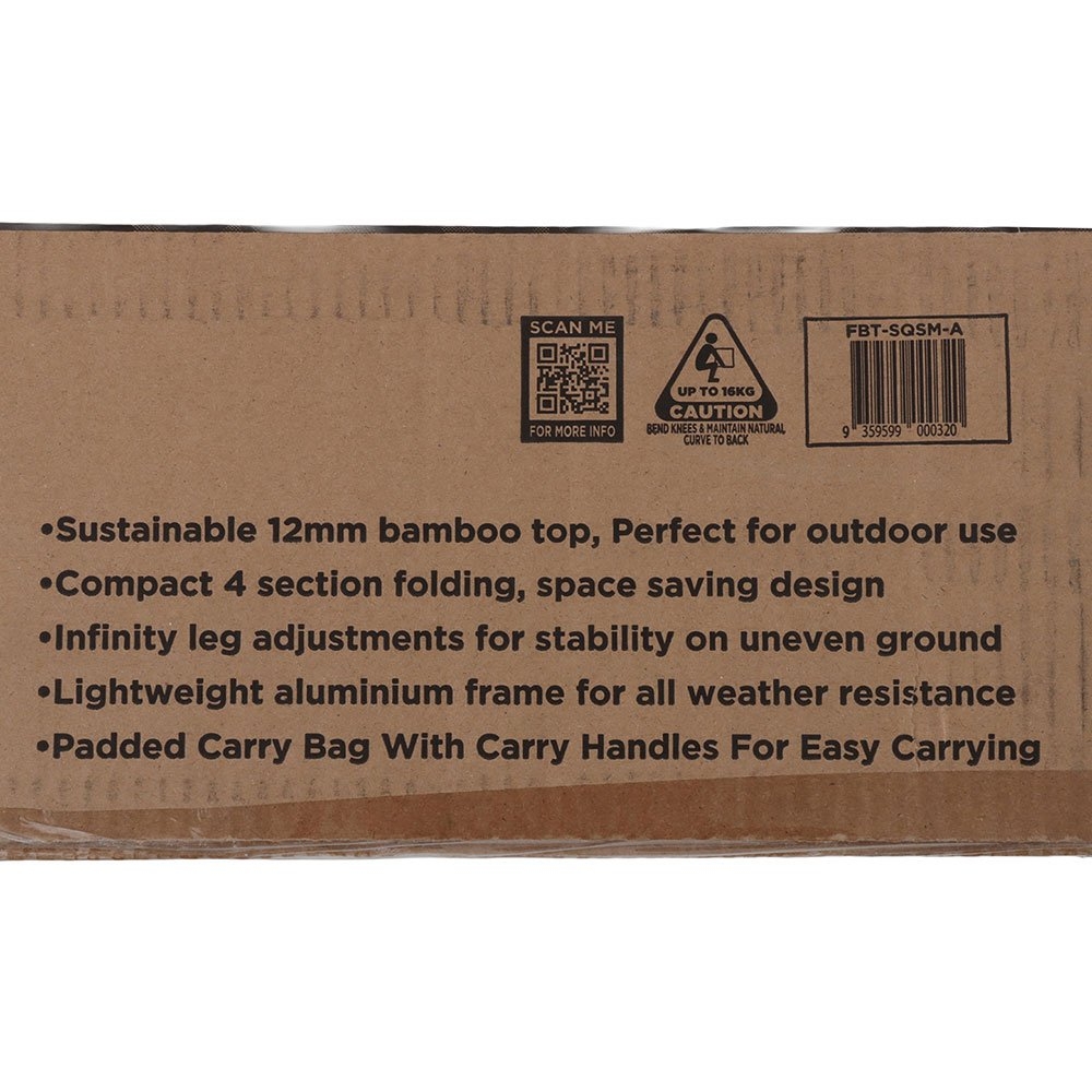 Quest Square Bamboo Camp Table Small - 70 x 70cm