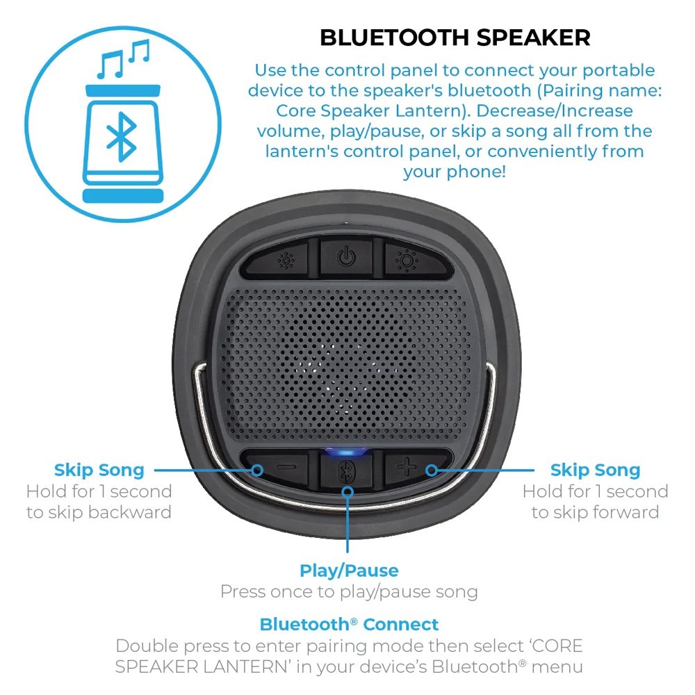 CORE Rechargeable Lantern with Bluetooth Speaker 1250 Lumens