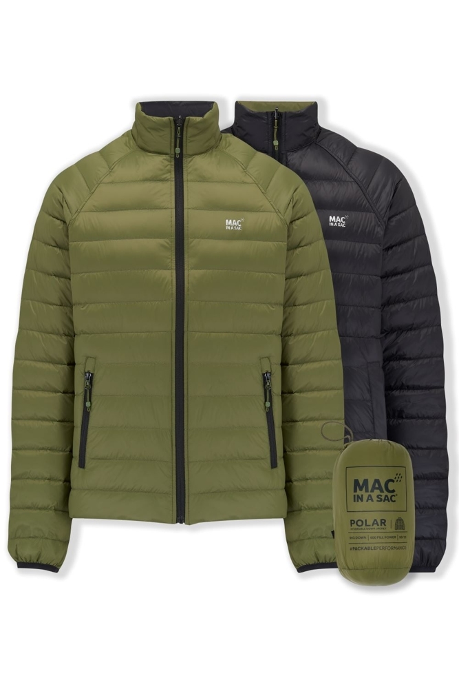 Mac in a Sac Polar Mens Reversible Down Jacket Khaki/Black M