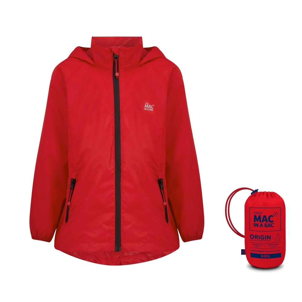 Mac in a Sac Mini Origin 2 Packable Kids Jacket Red 2-4Yr