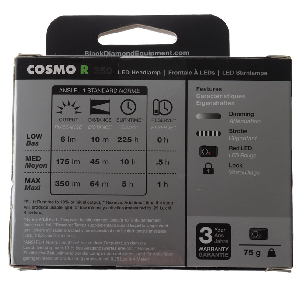 Black Diamond Cosmo-R Rechargeable Headlamp 350lm Red