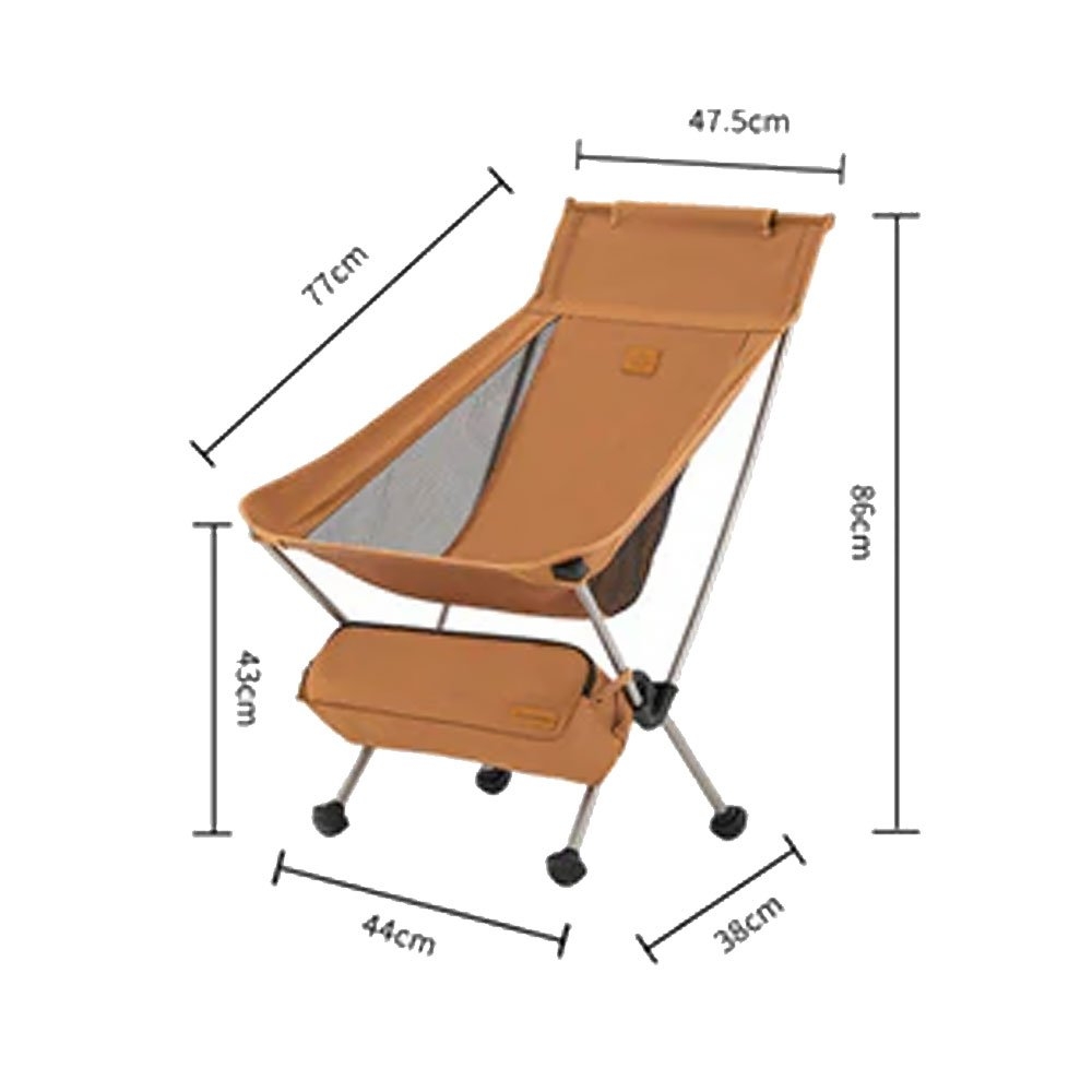 Naturehike Moon High Back Portable Folding Camping Chair Brown/Orange - Ex Display model