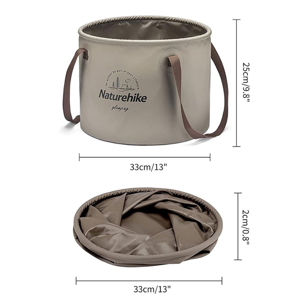 Naturehike Collapsible Waterproof Camping Bucket 10L Brown