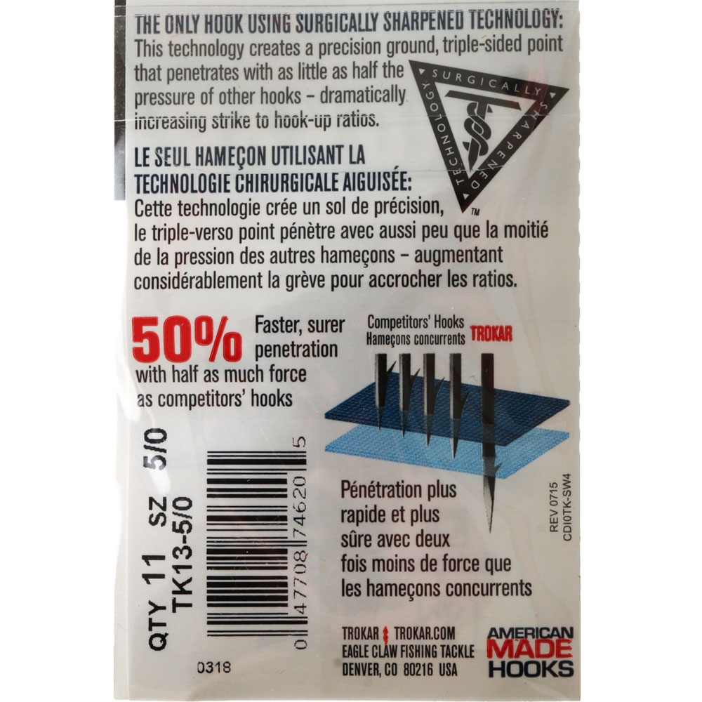 Trokar TK13 Vapor Offset Hooks 6/0 Qty 9