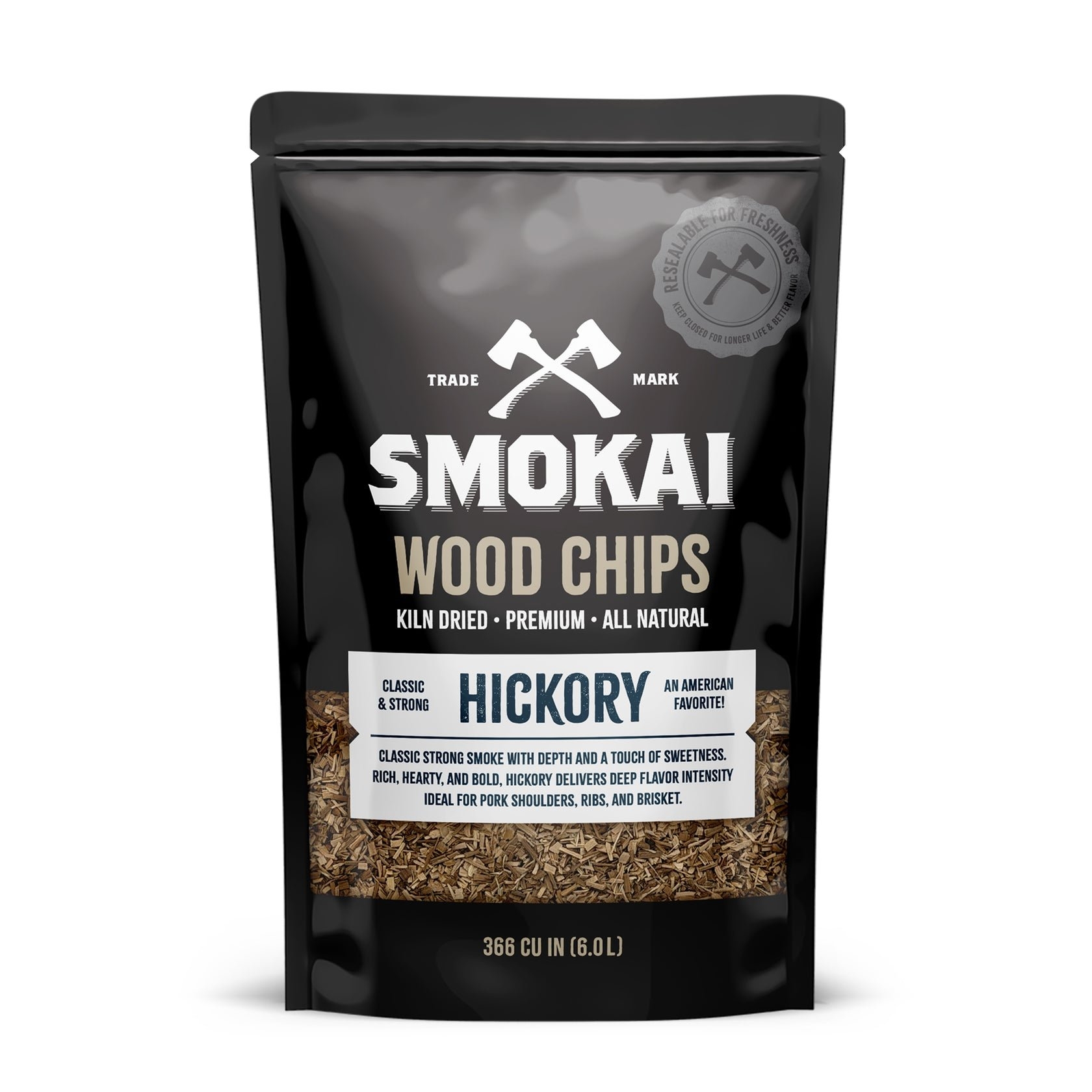 Smokai Premium Hickory Wood Smoker Chips 3-6mm 6L 