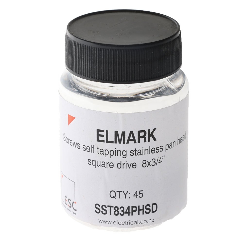 Self-Tapping Stainless Steel Screw Square Drive Pan Head 8 x 3/4 Qty 45