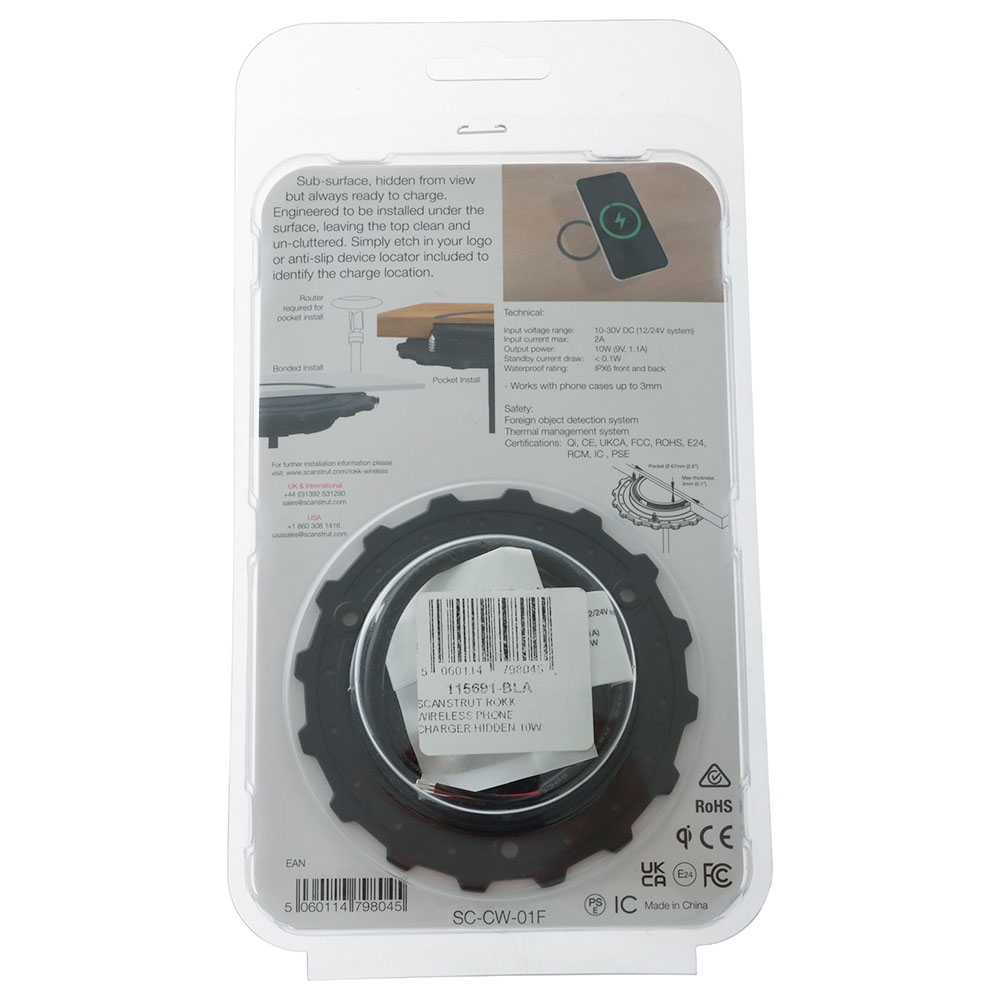Scanstrut ROKK Hidden Waterproof Wireless Smartphone Charger 10W 12/24V