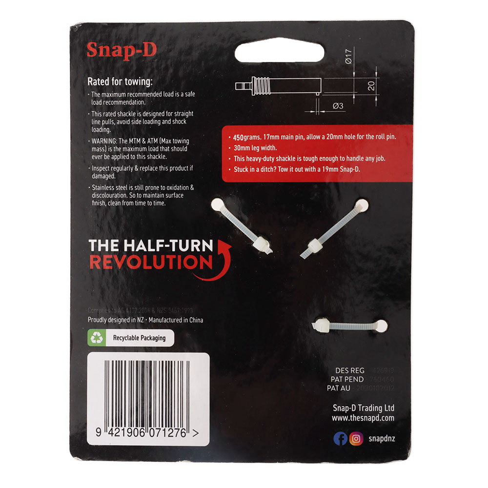 Snap-D 304 Stainless Steel D-Shackle 17mm 3000kg