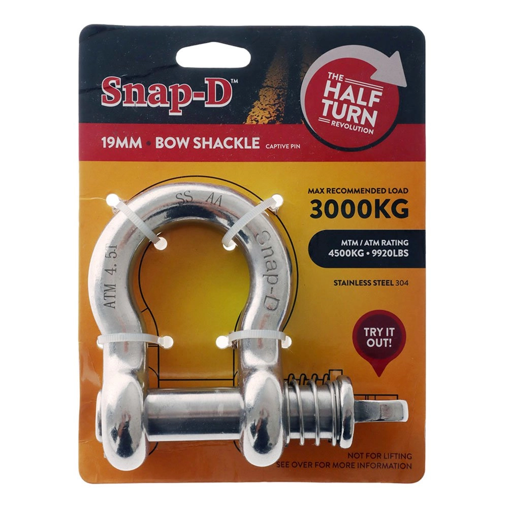 Snap-D 304 Stainless Steel Bow Shackle 19mm 3000kg Snap-D 304 Stainless Steel Bow Shackle 19mm 3000kg