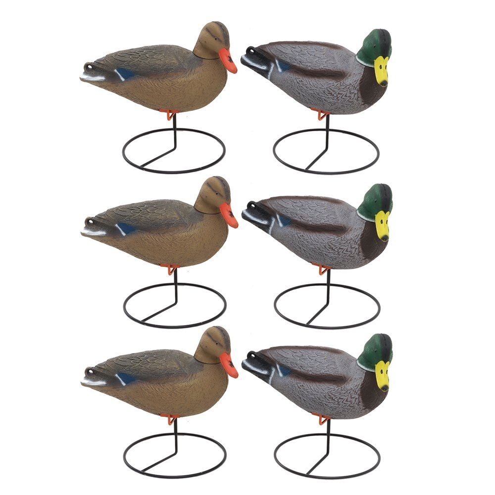 Waterfowler Mallard Duck Decoys with Stand 6-Pack 3 Drake 3 Hen 17inch