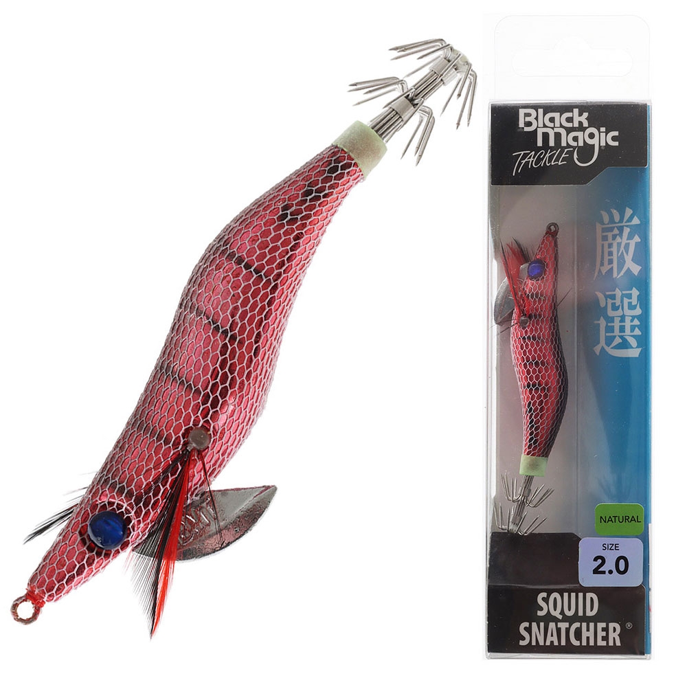 Black Magic Squid Snatcher Squid Jig Lumo Size 2 Red Mack