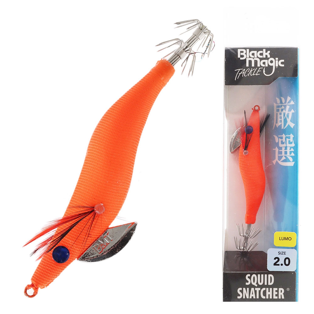 Black Magic Squid Snatcher Squid Jig Lumo Size 2 Mandarin Glow