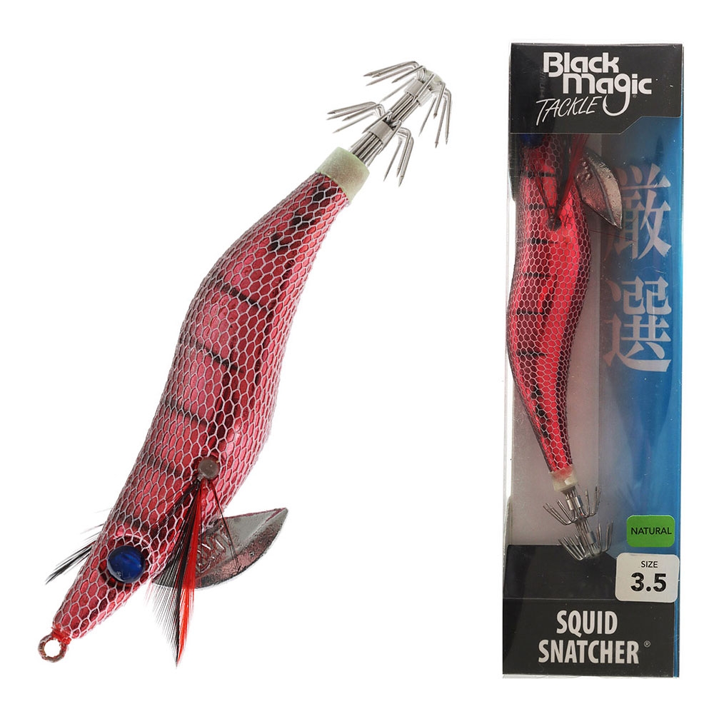 Black Magic Squid Snatcher Squid Jig Lumo Size 3.5 Red Mack