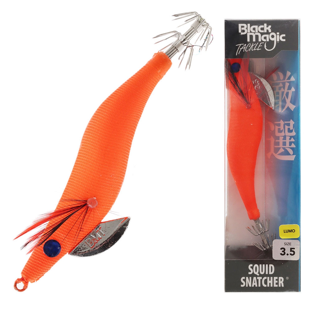 Black Magic Squid Snatcher Squid Jig Lumo Size 3.5 Mandarin Glow
