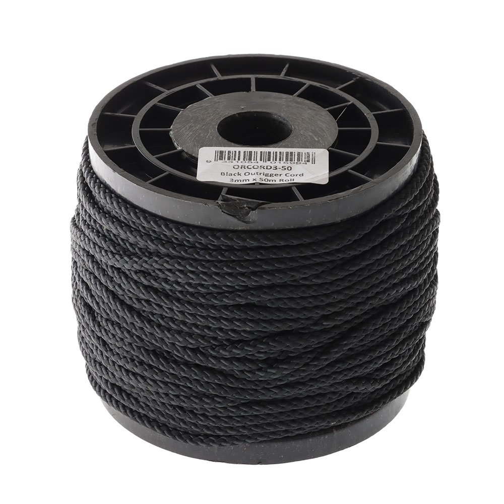 Hook'em Outrigger Cord Black 50m