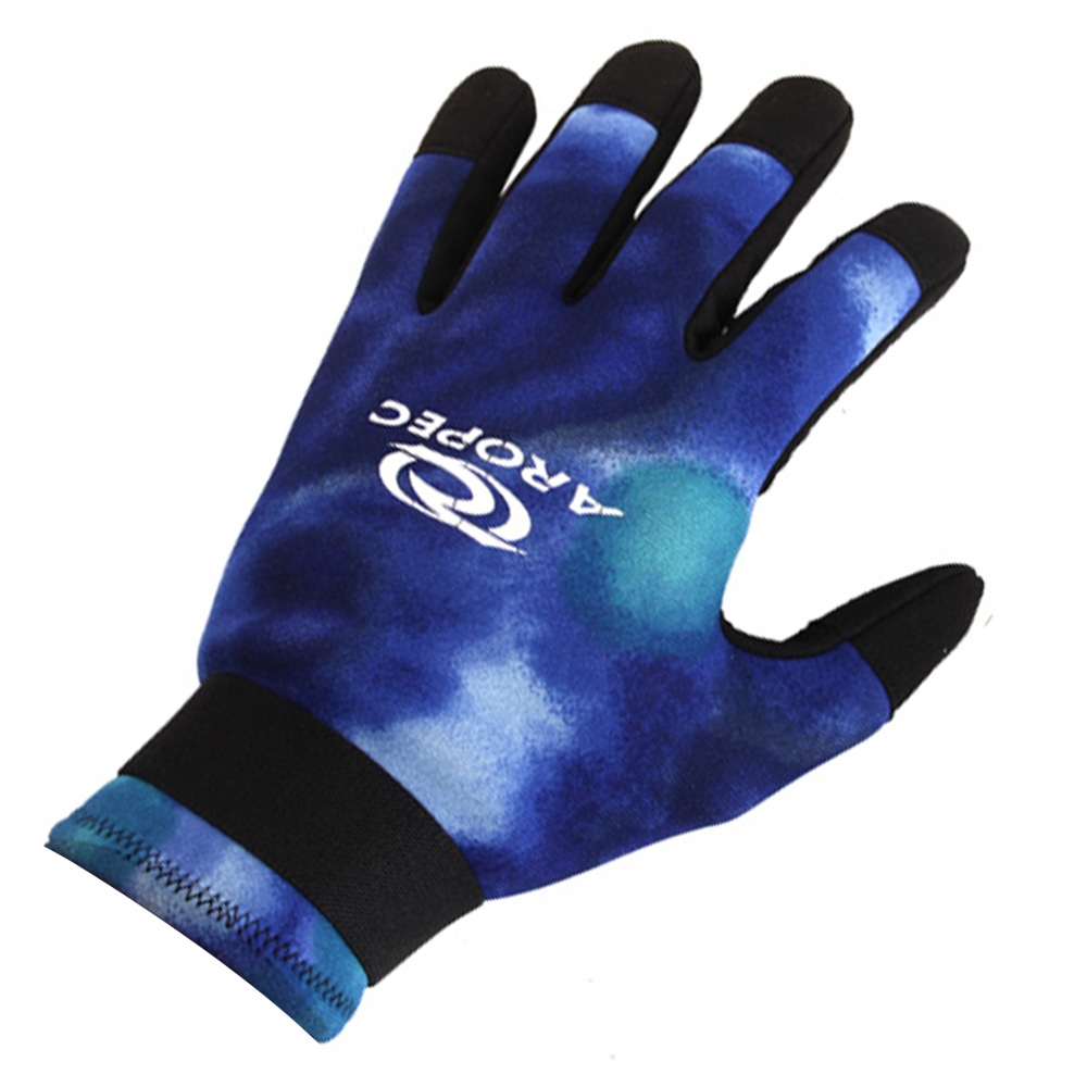Aropec Blue Camo Spearfishing Dive Gloves 2mm L