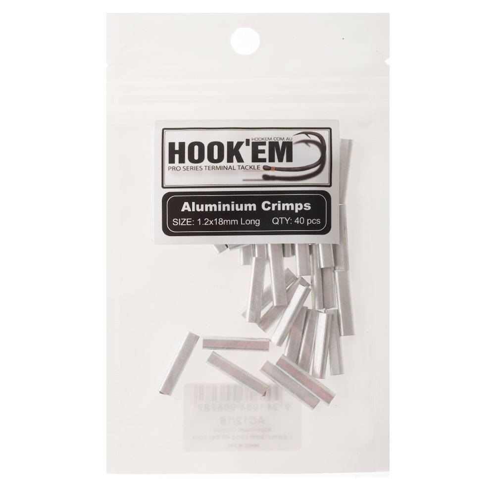 Hook'em Aluminium Crimp Sleeves Qty 40 18mm 1.2mm