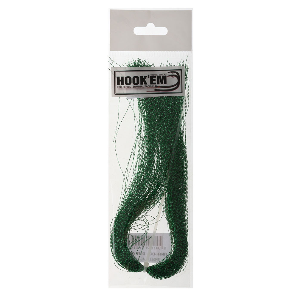 Hook'em Tinsel Flash Hair Deep Green