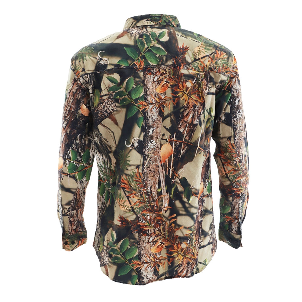 Ridgeline Yard Placket Mens Long Sleeve Shirt Buffalo Camo S