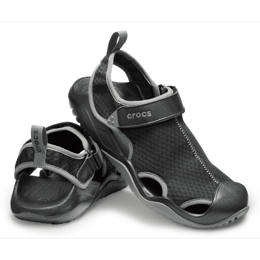 Crocs Swiftwater Mesh Deck Sandals Black Mens US14