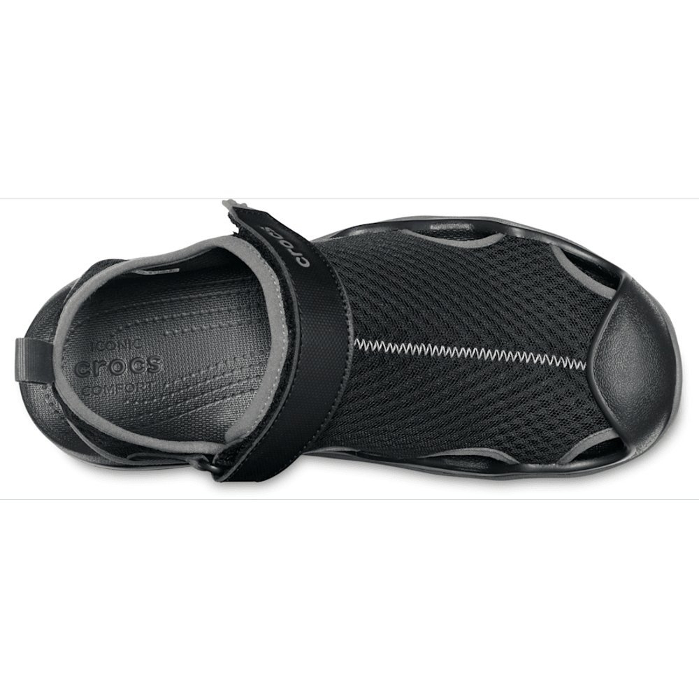 Crocs Swiftwater Mesh Deck Sandals Black Mens US14
